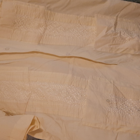 Cream button up Vintage Cuban style 1970's,  scarface style - Picture 2 of 9